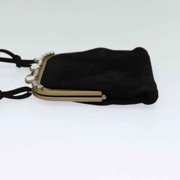Miu Miu Shoulder Pouch Suede Black Gold Auth 120859 - Picture 6 of 16